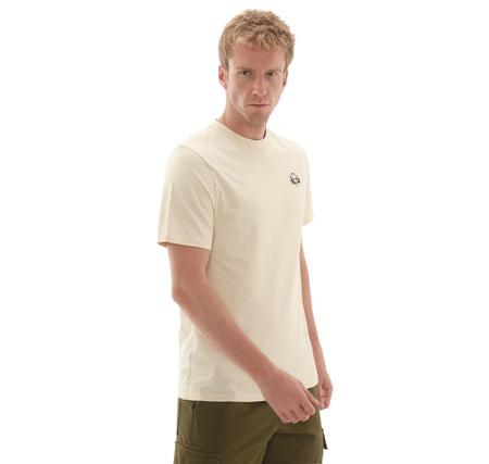 Timberland Tree Logo Patch Tee Erkek T-Shirt Bej
