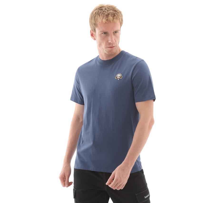 Timberland Tree Logo Patch Tee Erkek T-Shirt Mavi Timberland Tree Logo Patch Tee Erkek T-Shirt Mavi