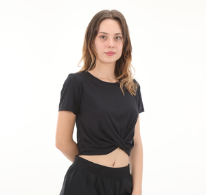 Under Armour Motion Crossover Crop Ss Kadın T-Shirt Siyah