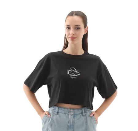 Vans Grinning Face Ss Relax Crop Kadın T-Shirt Siyah