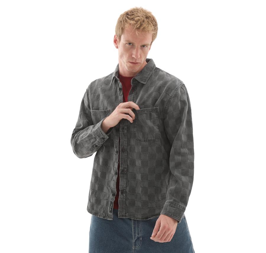 Vans Hastings Checkerboard Denin Ls Woven Erkek Ceket Gri Vans Hastings Checkerboard Denin Ls Woven Erkek Ceket Gri
