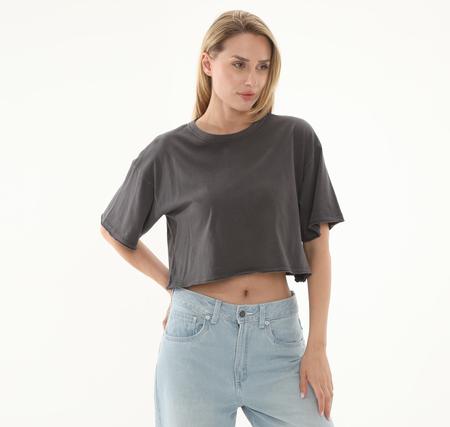 Vans Relaxed Crop Wash Ss Tee Kadın Antrasit