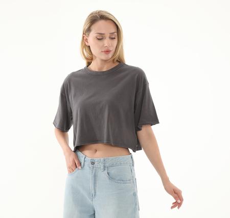 Vans Relaxed Crop Wash Ss Tee Kadın Antrasit