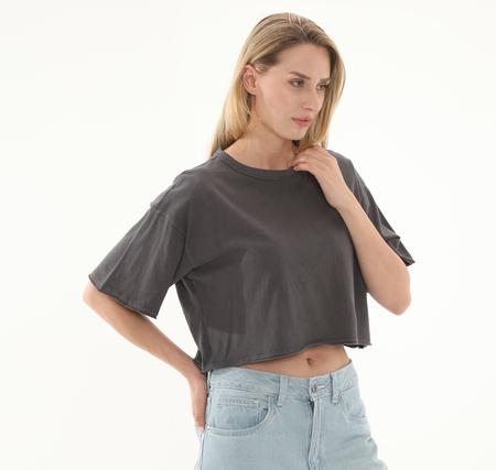 Vans Relaxed Crop Wash Ss Tee Kadın Antrasit