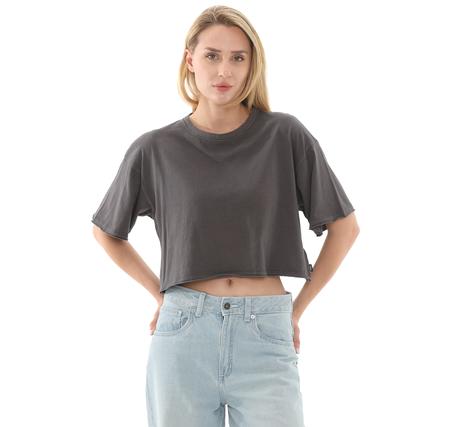 Vans Relaxed Crop Wash Ss Tee Kadın T-Shirt Antrasit