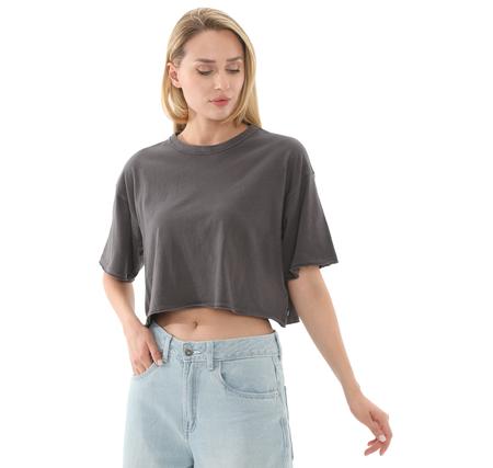 Vans Relaxed Crop Wash Ss Tee Kadın T-Shirt Antrasit