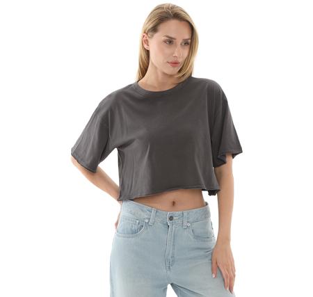 Vans Relaxed Crop Wash Ss Tee Kadın T-Shirt Antrasit
