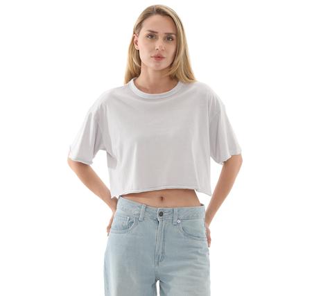 Vans Relaxed Crop Wash Ss Tee Kadın T-Shirt Gri