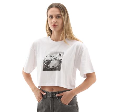 Vans Rhythm Relaxed Crop Ss Kadın T-Shirt Beyaz