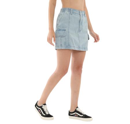 Vans Sidewalk Denim Skirt Kadın Elbise - Etek Açık Mavi
