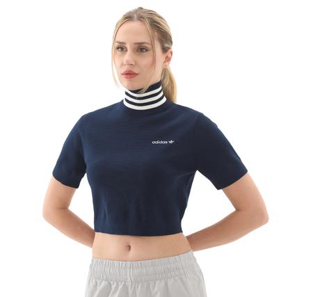 adidas Crop Turtleneck Kadın T-Shirt Lacivert