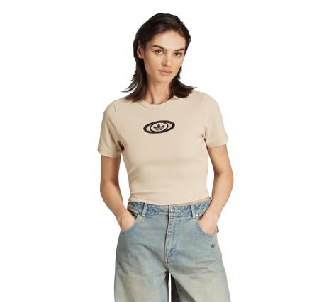 adidas Cut Out Rıb Tee Kadın T-Shirt Krem