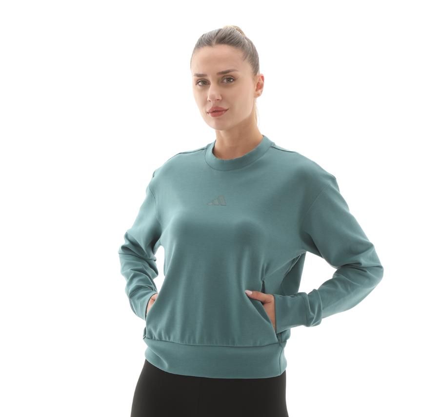 adidas D4T Knıt Crew Kadın Sweatshirt İndigo adidas D4T Knıt Crew Kadın Sweatshirt İndigo