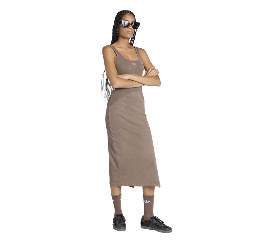 adidas Ess Rıb Dress Kadın Elbise - Etek Kahve adidas Ess Rıb Dress Kadın Elbise - Etek Kahve