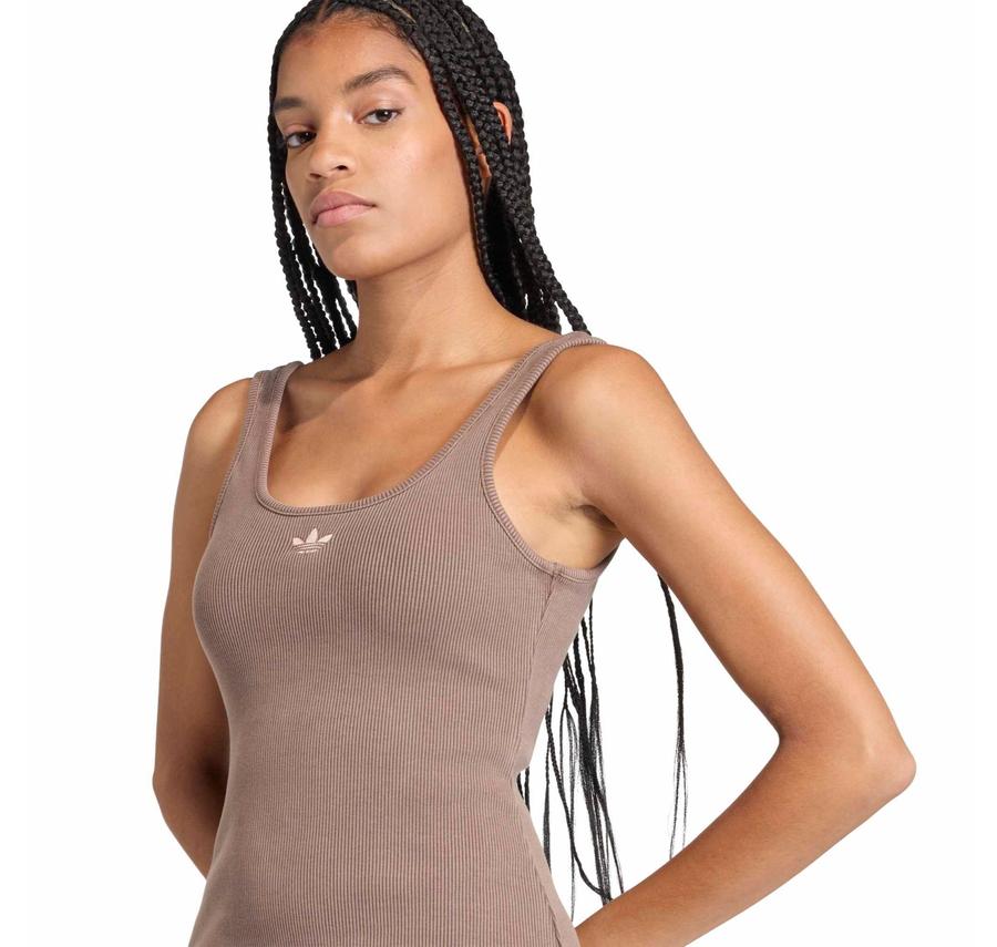 adidas Ess Rıb Dress Kadın Elbise - Etek Kahve adidas Ess Rıb Dress Kadın Elbise - Etek Kahve