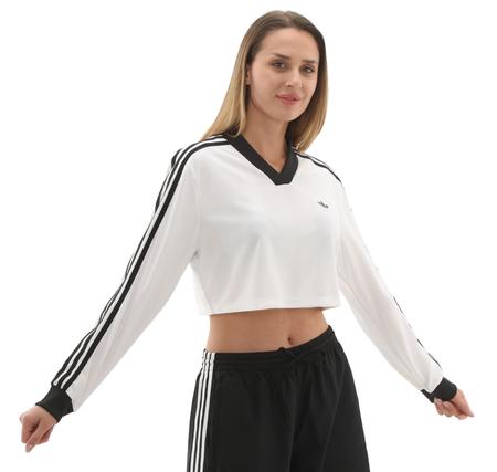 adidas Jacquard Ls Top Kadın Sweatshirt Beyaz