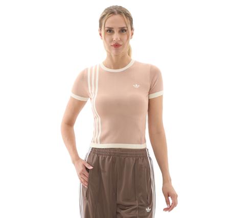 adidas Knıtted 3S Tee Kadın T-Shirt Krem
