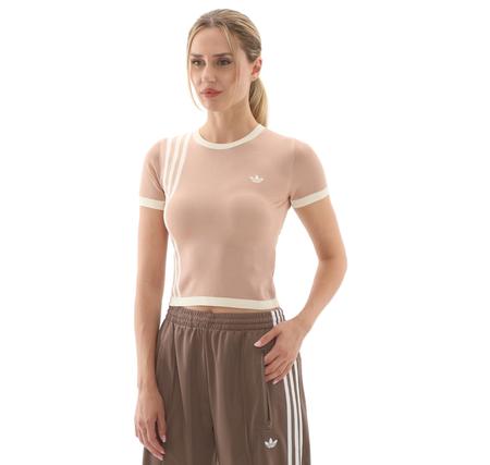adidas Knıtted 3S Tee Kadın T-Shirt Krem