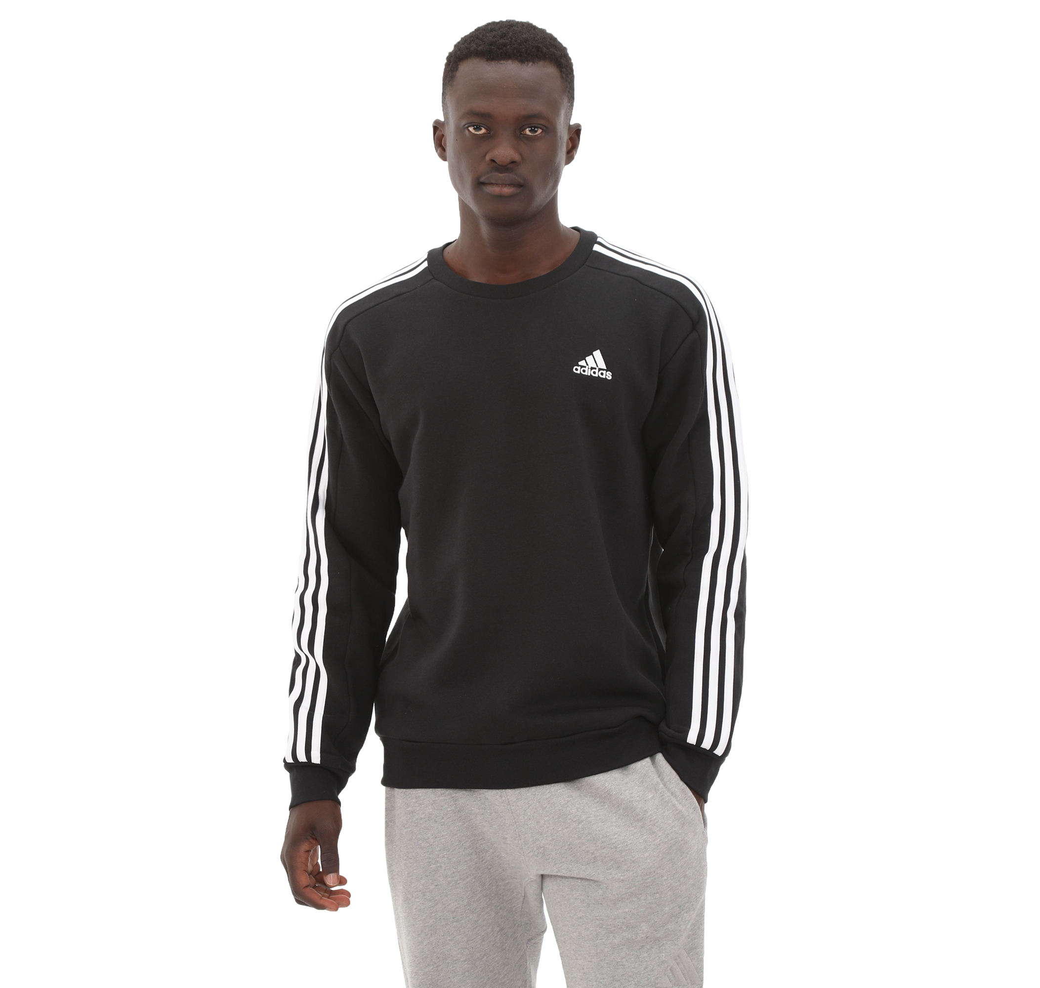 adidas M 3S Fl Swt Erkek Siyah Sweatshirt Yal Spor