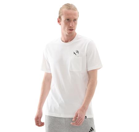 adidas M L Slıde Pkt T Erkek T-Shirt Beyaz