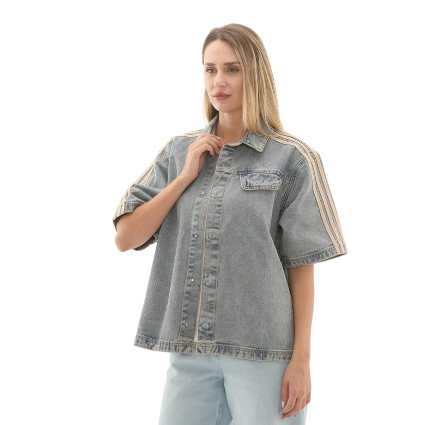 adidas P Ess Denım Ss Kadın Gömlek Mavi adidas P Ess Denım Ss Kadın Gömlek Mavi