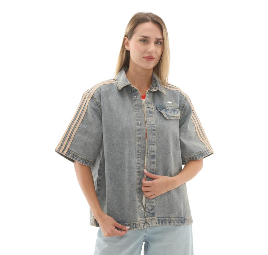 adidas P Ess Denım Ss Kadın Gömlek Mavi adidas P Ess Denım Ss Kadın Gömlek Mavi