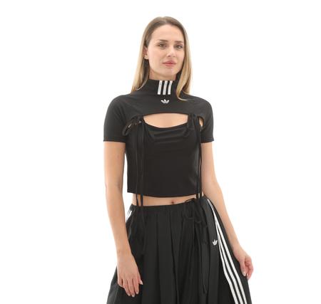 adidas Rıbbon Crop Top Kadın T-Shirt Siyah adidas Rıbbon Crop Top Kadın T-Shirt Siyah