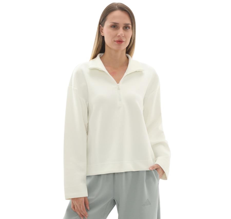 adidas W All Szn Sl Qz Kadın Sweatshirt Beyaz adidas W All Szn Sl Qz Kadın Sweatshirt Beyaz