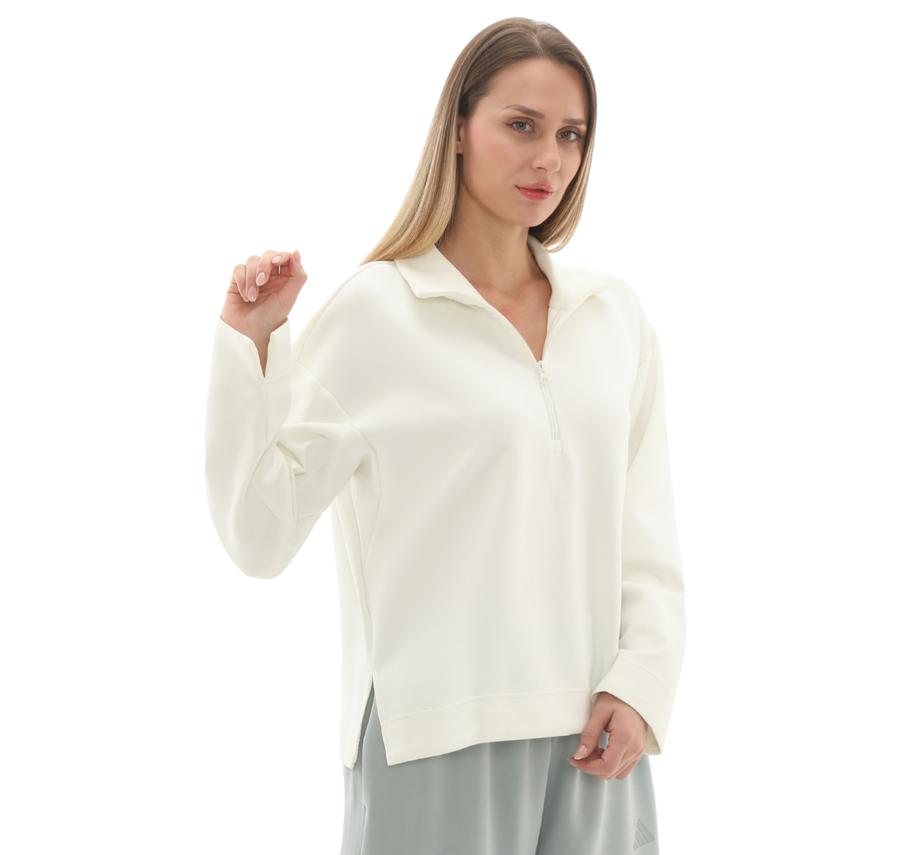 adidas W All Szn Sl Qz Kadın Sweatshirt Beyaz adidas W All Szn Sl Qz Kadın Sweatshirt Beyaz