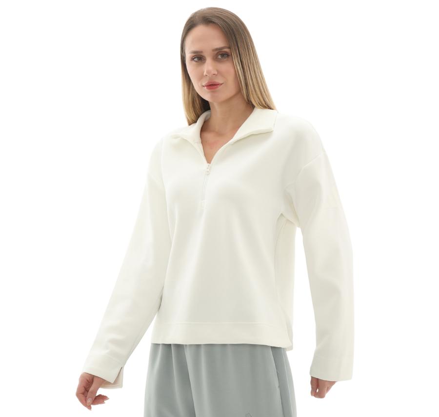 adidas W All Szn Sl Qz Kadın Sweatshirt Beyaz adidas W All Szn Sl Qz Kadın Sweatshirt Beyaz