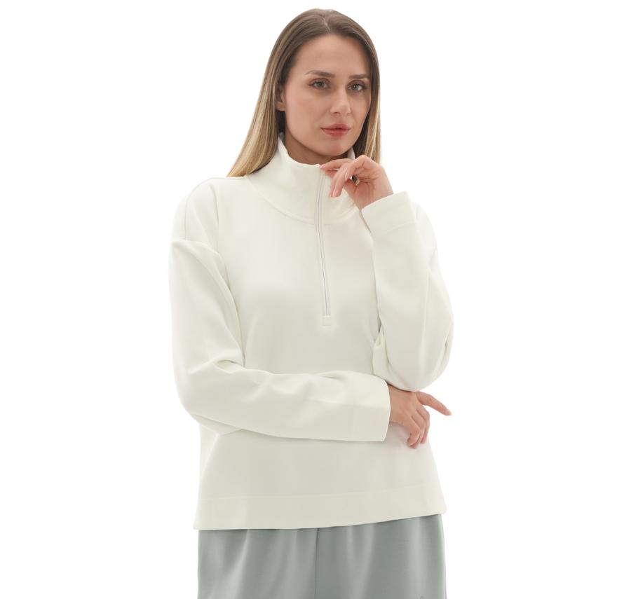 adidas W All Szn Sl Qz Kadın Sweatshirt Beyaz adidas W All Szn Sl Qz Kadın Sweatshirt Beyaz