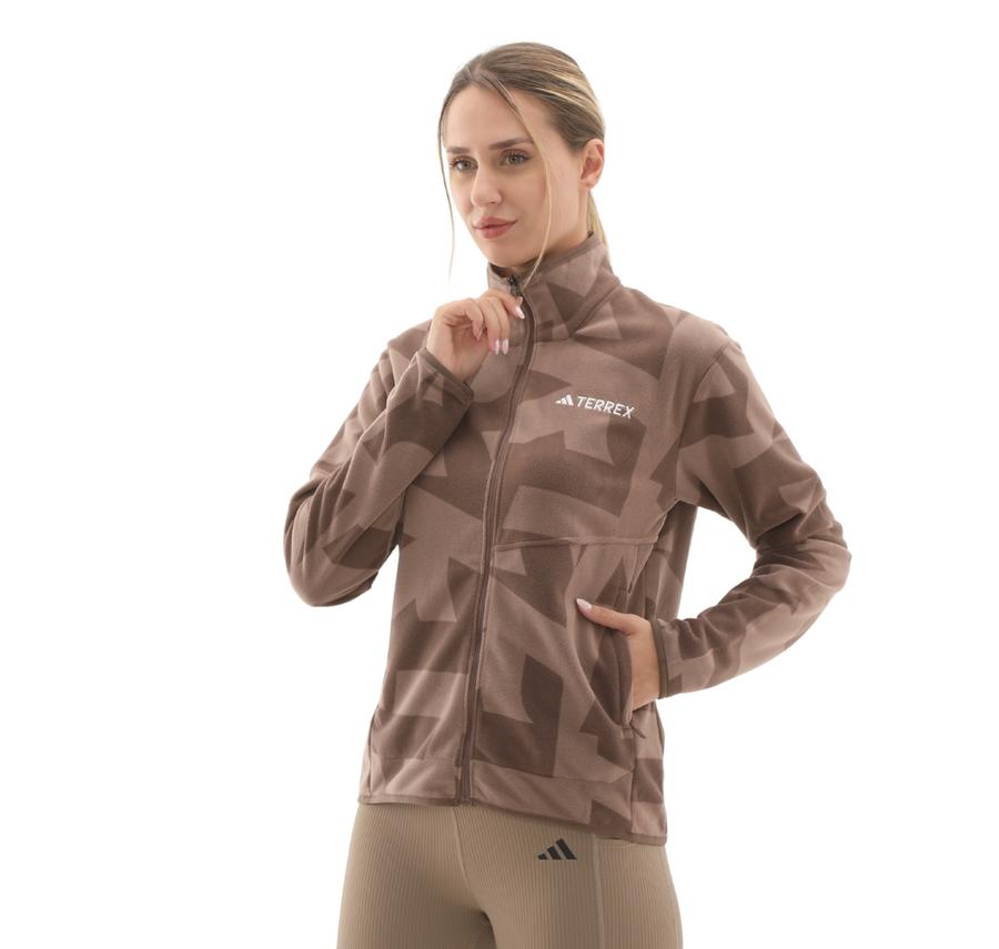 adidas Terrex W Mt Aop Fz Fl Kadın Ceket Kahve adidas Terrex W Mt Aop Fz Fl Kadın Ceket Kahve