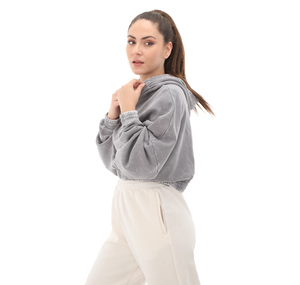 adidas Wash Crop Hood Kadın Sweatshirt Gri