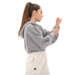 adidas Wash Crop Hood Kadın Sweatshirt Gri