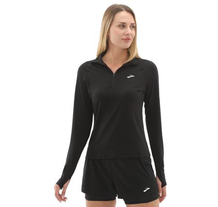 Brooks Dash 1-2 Zip 3.0 Kadın Sweatshirt Siyah Brooks Dash 1-2 Zip 3.0 Kadın Sweatshirt Siyah