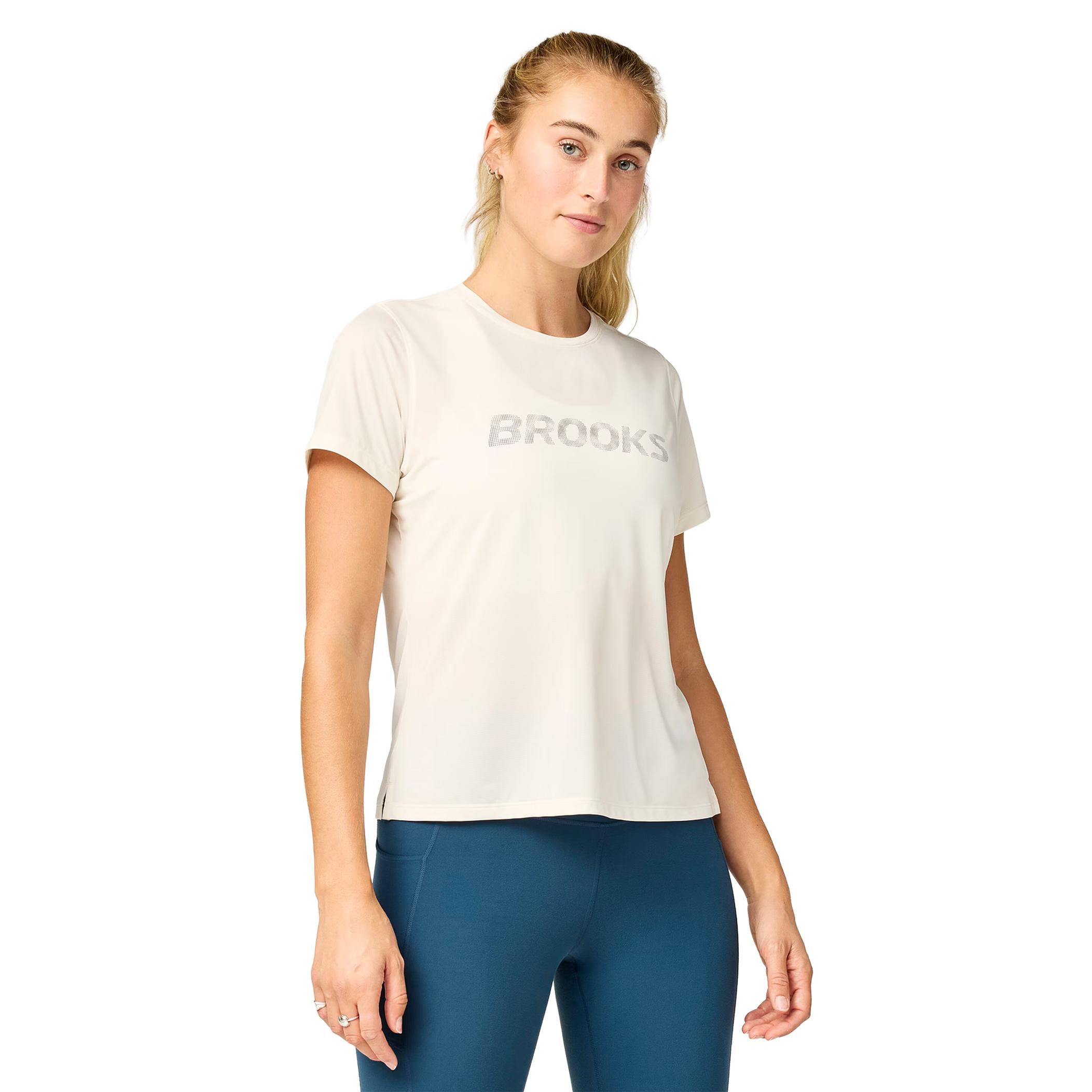 Женская футболка Brooks Dash Reflective Short Sleeve Krem