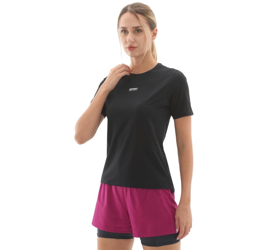 Brooks High Point Short Sleeve 2.0 Kadın T-Shirt Siyah Brooks High Point Short Sleeve 2.0 Kadın T-Shirt Siyah