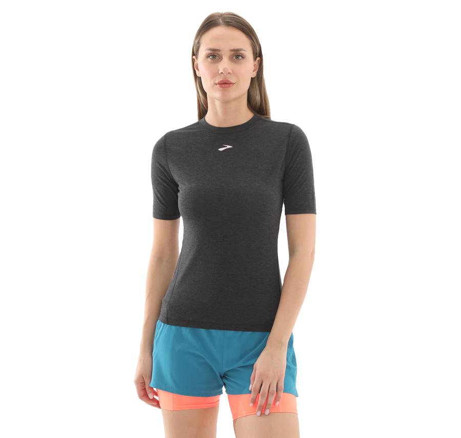 Brooks High Point Short Sleeve Kadın T-Shirt Siyah Brooks High Point Short Sleeve Kadın T-Shirt Siyah