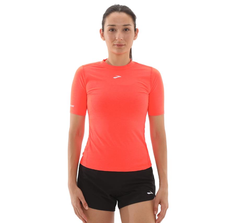Brooks High Point Short Sleeve Kadın T-Shirt Turuncu Brooks High Point Short Sleeve Kadın T-Shirt Turuncu