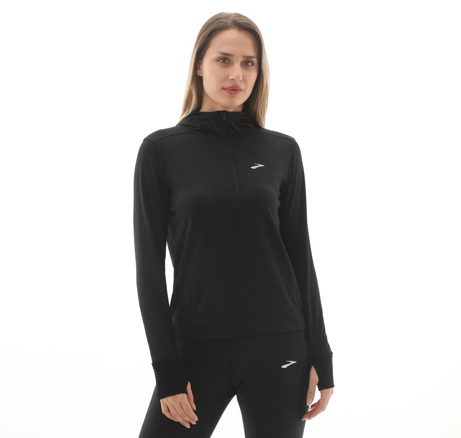 Brooks Notch Thermal Hoodie 3.0 Kadın Sweatshirt Siyah Brooks Notch Thermal Hoodie 3.0 Kadın Sweatshirt Siyah