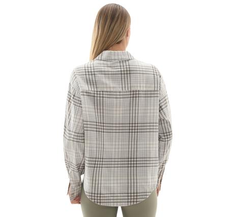 Converse Flannel Button-Down Oversızed Shırt Gri