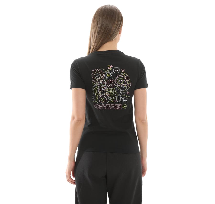 Converse Flower Garden Slım-Fıt T-Shırt T-Shirt Siyah Converse Flower Garden Slım-Fıt T-Shırt T-Shirt Siyah