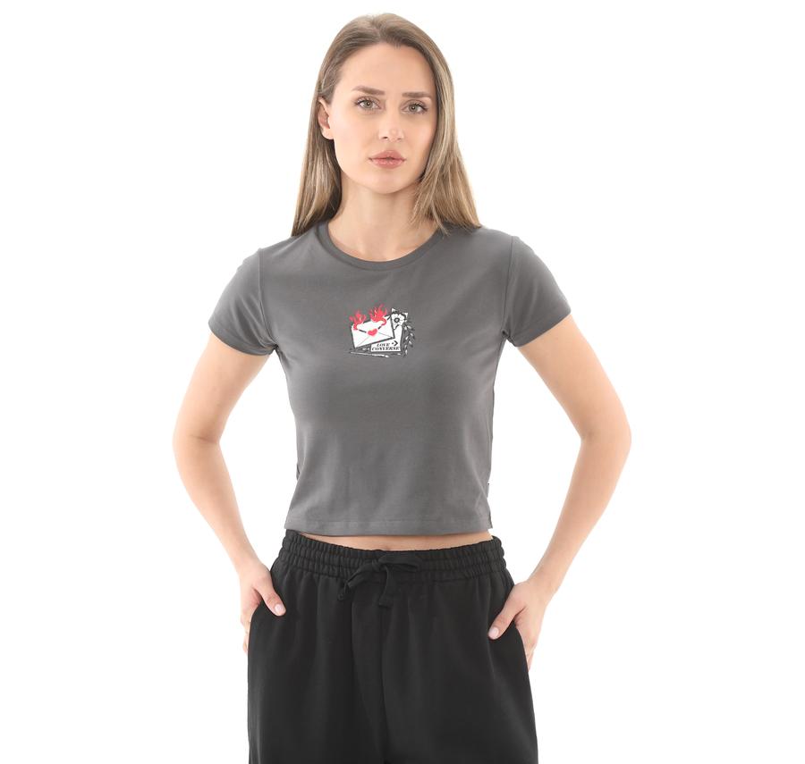 Converse Love Letter T-Shırt Kadın T-Shirt Gri Converse Love Letter T-Shırt Kadın T-Shirt Gri