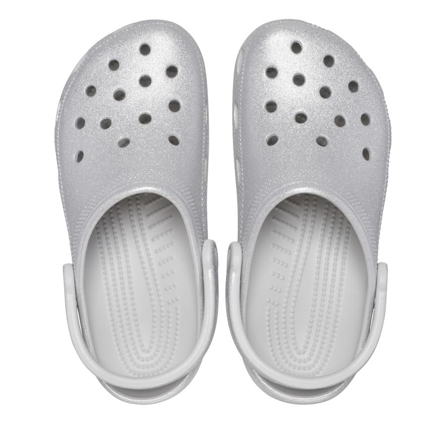 Crocs Classic Glitter Clog Terlik Gri Crocs Classic Glitter Clog Terlik Gri