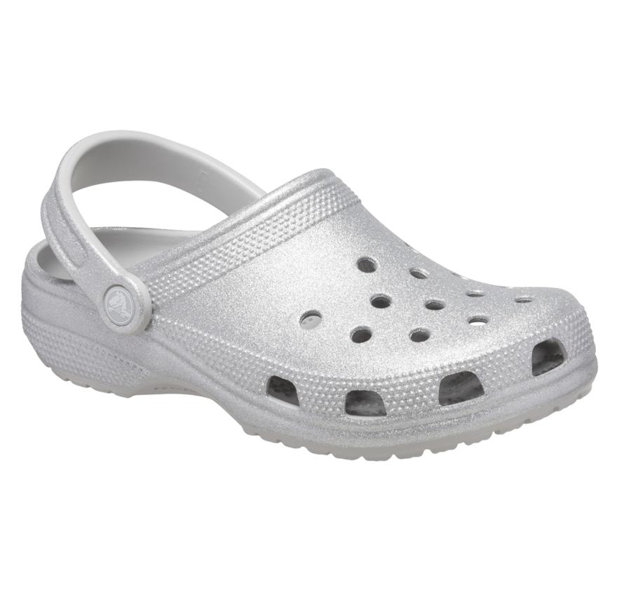 Crocs Classic Glitter Clog Terlik Gri Crocs Classic Glitter Clog Terlik Gri