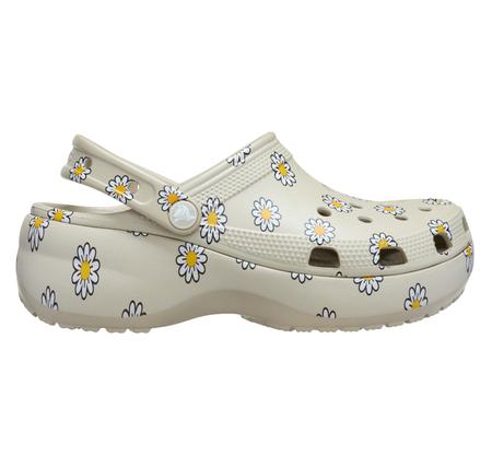 Crocs Classic Platform Floral Clog Kadın Terlik Gri