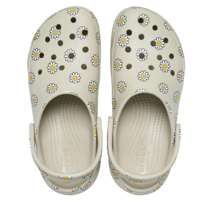Crocs Classic Platform Floral Clog Kadın Terlik Gri Crocs Classic Platform Floral Clog Kadın Terlik Gri