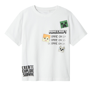 Name It Nkmjafar Mınecraft Nreg Ss Top Box Bfu Çocuk T-Shirt Beyaz