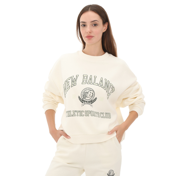 New Balance Wnc3404 Kadın Sweatshirt Beyaz New Balance Wnc3404 Kadın Sweatshirt Beyaz