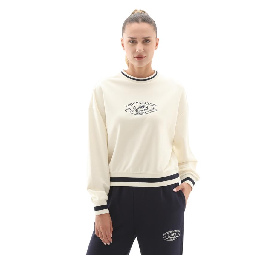 New Balance Wnc3501 Kadın Sweatshirt Beyaz New Balance Wnc3501 Kadın Sweatshirt Beyaz